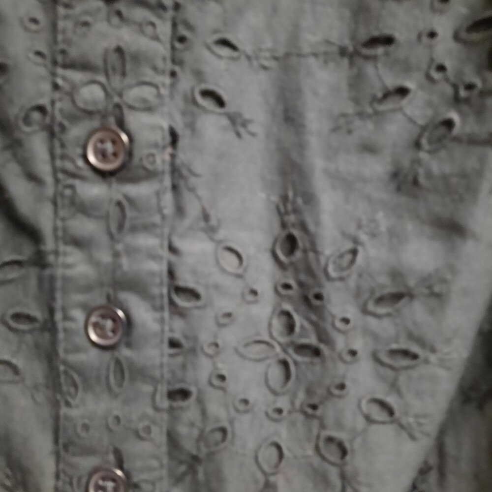 Skirt, Sundance Cotton Eyelet Black Button-Front Long Skirt - Picture 2 of 5